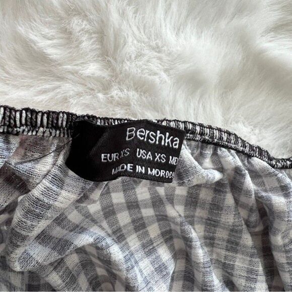 Bershka Gingham Cropped Top Black - Picture 7 of 15